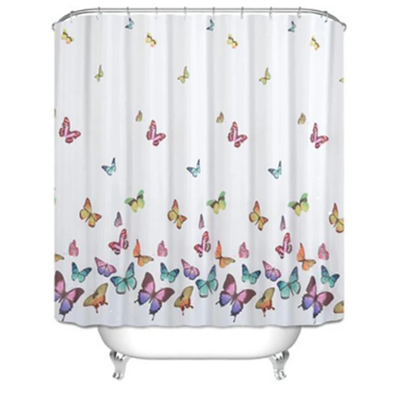

Shower Curtain Multicolored Butterflies Curtain Polyester Fabric Waterproof Simple Printed Polyester Waterproof Shower Curtain