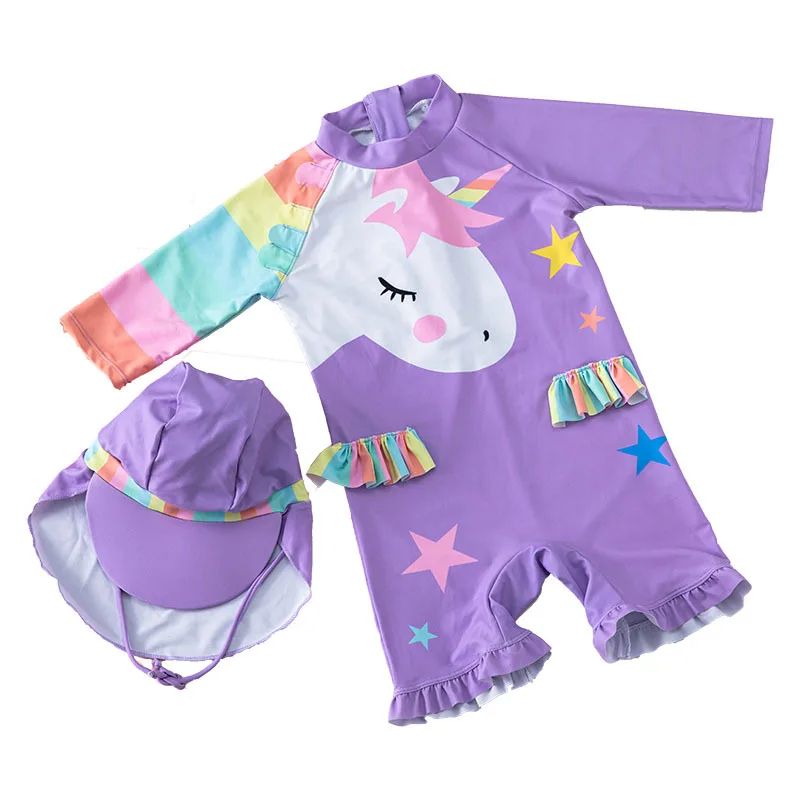 

2020 sunscreen quick-drying hot spring vacation beach girl cute unicorn surfing suit