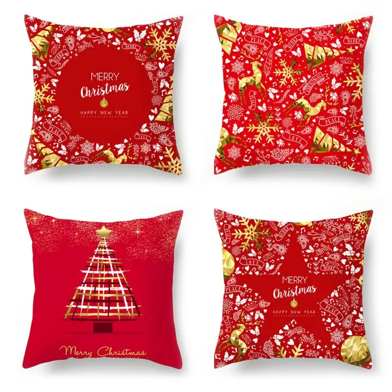 

45X45cm New Christmas Pillowcase Home Sofa Car Back Cushion Pillow Case Xmas Pillow Cover Taie Oreiller Poszewki Na Poduszki