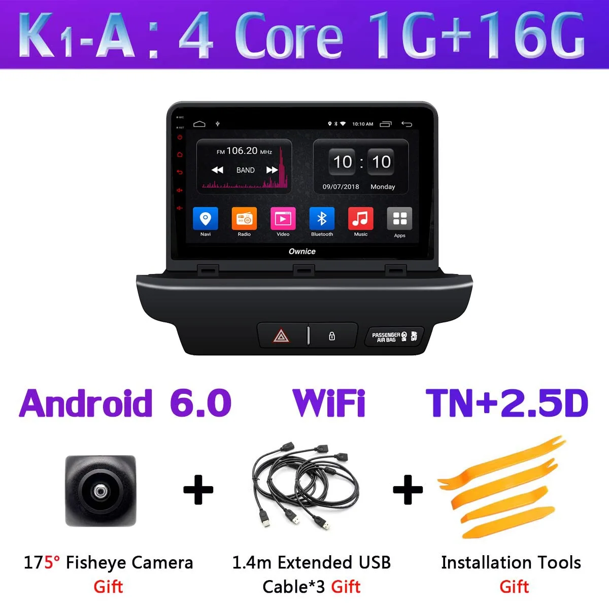 K1-A 360 ° панорамный 4G WiFi Android 9,0 8Core 4G+ 64G Автомобильный мультимедийный плеер gps навигация компактное минирадио CarPlay для Kia CEED - Цвет: K1-A