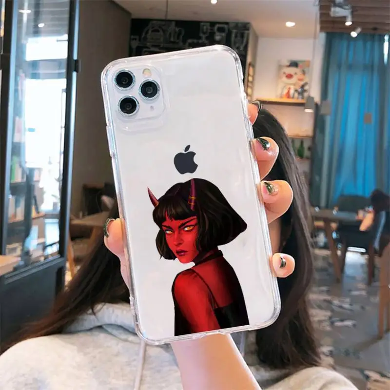 

anime Devil woman Phone Case Transparent for iPhone 6 7 8 11 12 s mini pro X XS XR MAX Plus se cover funda shell
