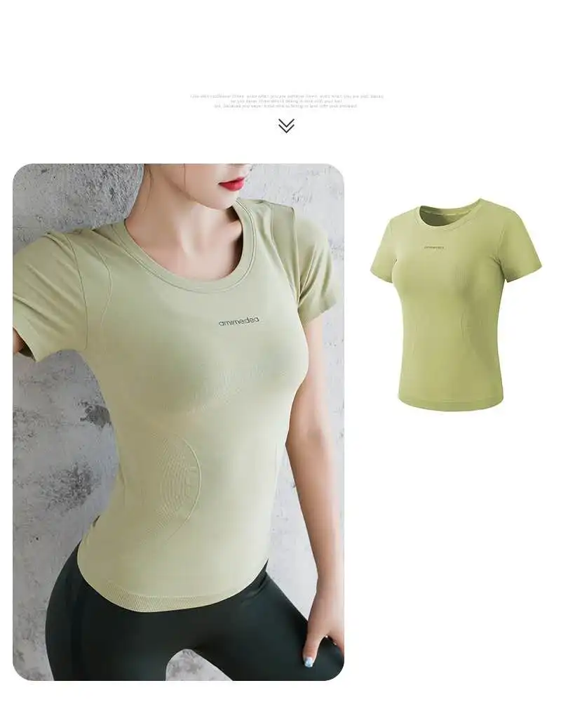 Новинка женская футболка для фитнеса Однотонная рубашка с надписью облегающий