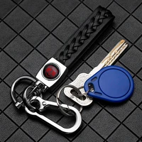 creative car logo keychain anti lost keyring leather woven key chain gifts for dodge charger srt challenger avenger sxt caliber