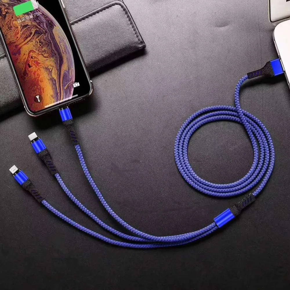 3 в 1 быстрая зарядка USB кабель USB TypeC мобильный телефон для samsung S9 для xiaomi mi9 redmi зарядное устройство Micro USB кабель