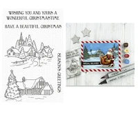 seasons greetings metal cutting dies and clear stamps set for diy craft making word greeting card 2021 christmas new arrival