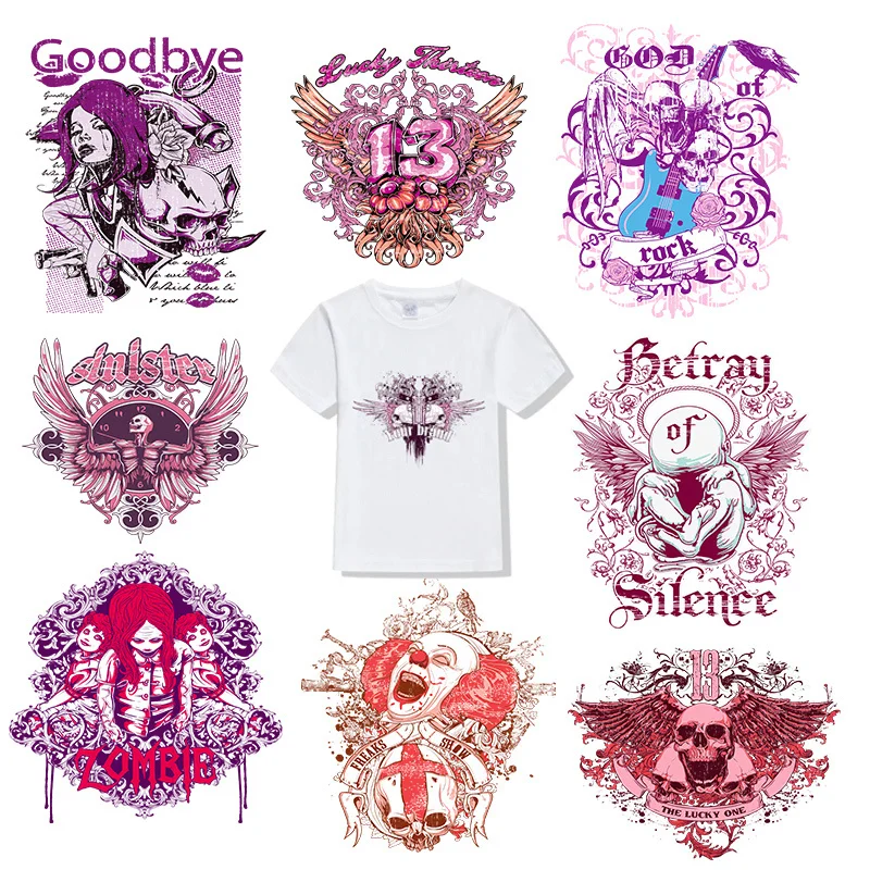 

European And American Popular Punk Style Heat Transfer Boys And Girls Hip-hop Sweater Iron On Decorative Stickers