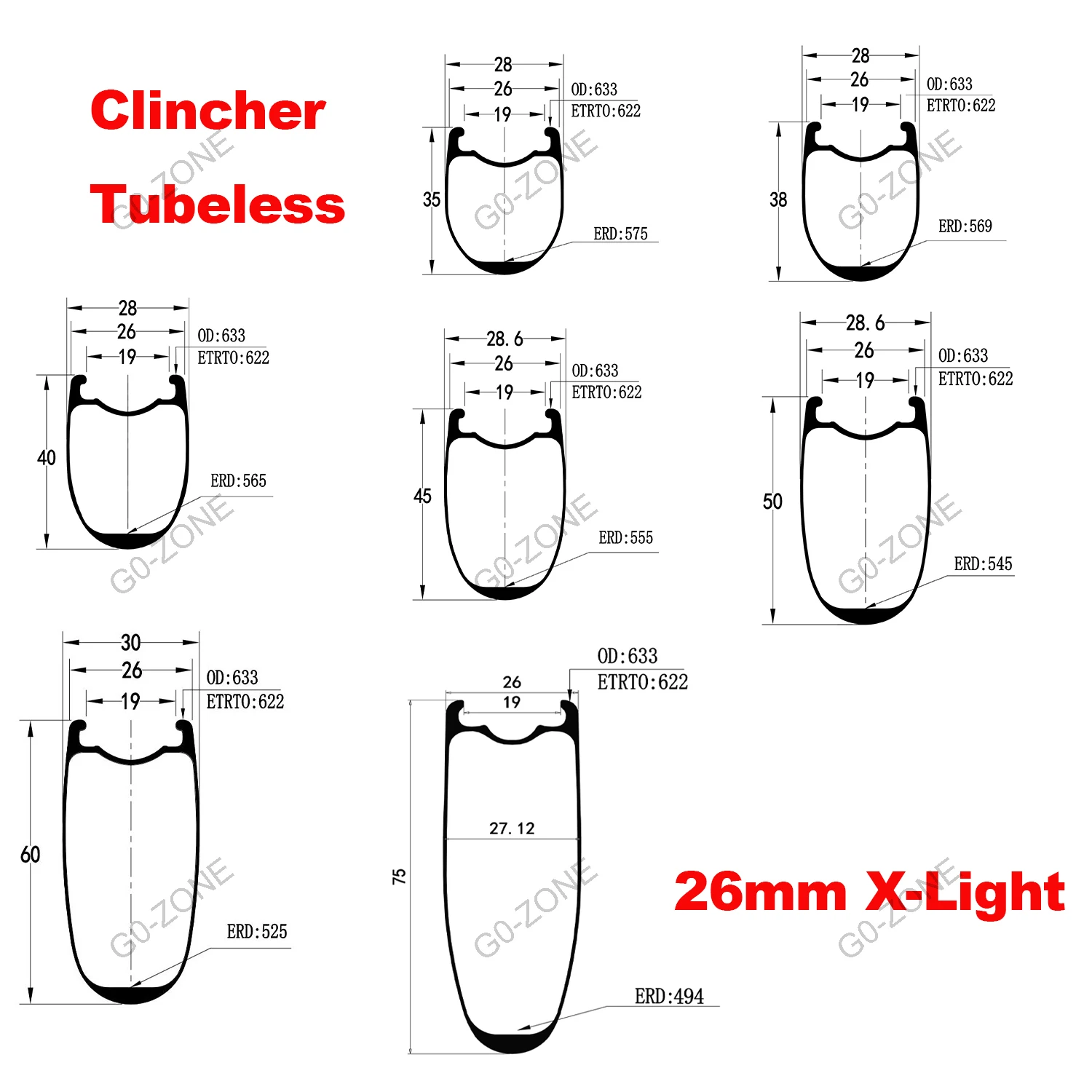 Карбоновые дорожные диски X-Light U-образной формы 700c сверхлегкие Clincher бескамерные