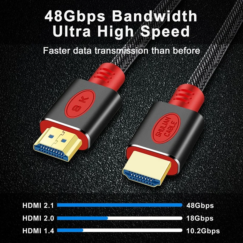 Кабель HDMI-com 8K @ 60 Гц 4K 120 Ultra ARC HDR высокоскоростной 48 Гбит/с HDCP2.2 для разветвителя PS4