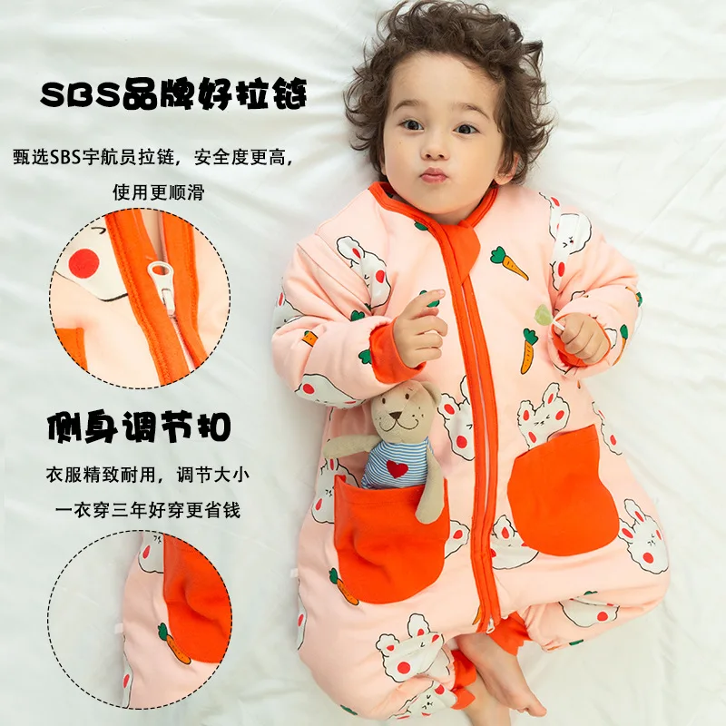 

Children Zipper Cute Fashion Sleep Sack Split Leg Sleeping Bag With Feet Onsies Pajamas Toddler Costume Winter Sleeping Kids