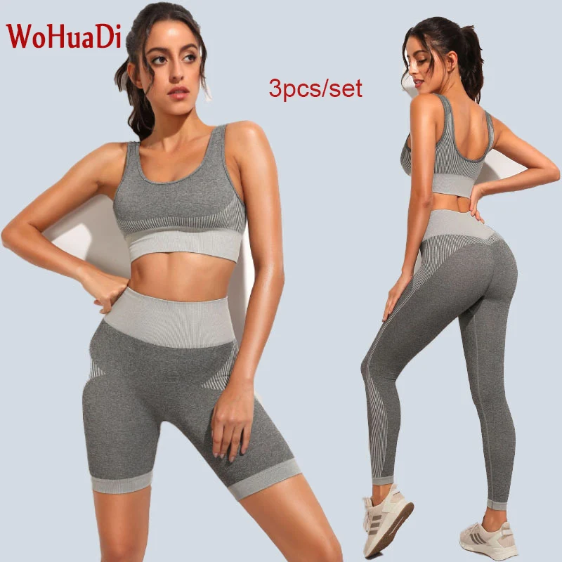 

WOHUADI Seamless Sport Bra Set Women Gym Workout Clothes Yoga Set Fitness Tights shorts/Leggings Female portswear athletic