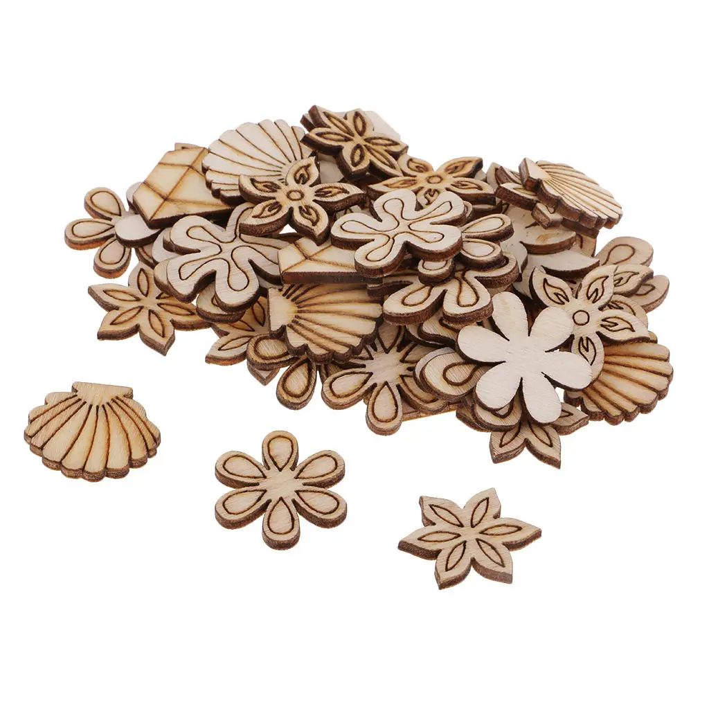 

100 Pieces of Unfinished Wooden Flower Shells for Children Who