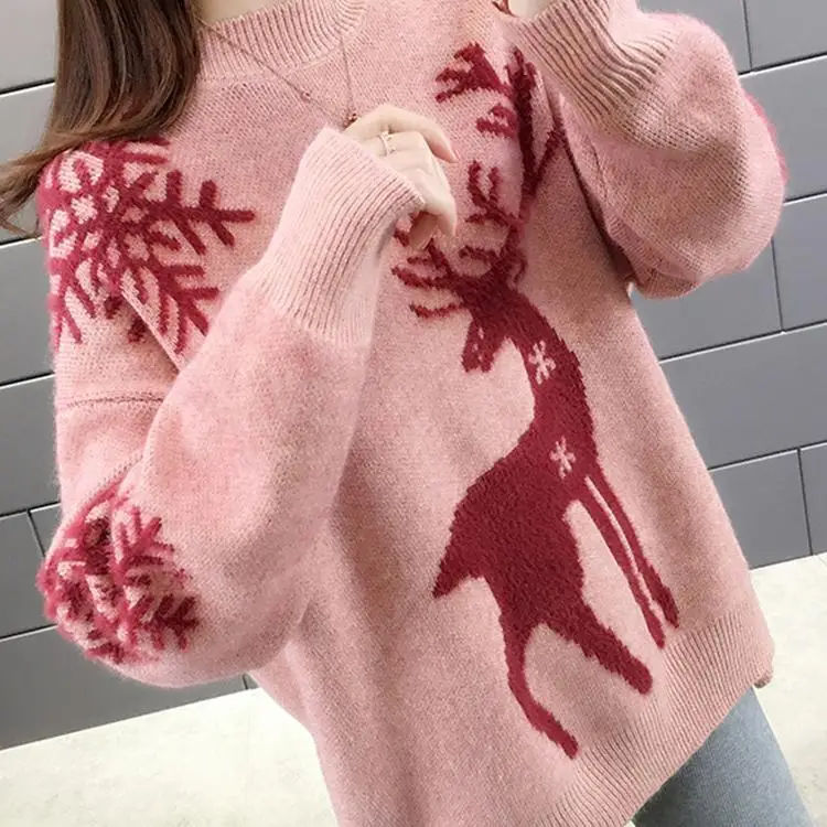 

Sweater women's thickened and loose, wear 2021 autumn and winter new semi turtleneck sweater