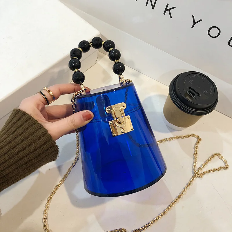 

Маленькая прозрачная сумка, новые женские сумки, модная женская сумка-мессенджер, сумка через плечо с цепочкой, дикая сумка-ведро