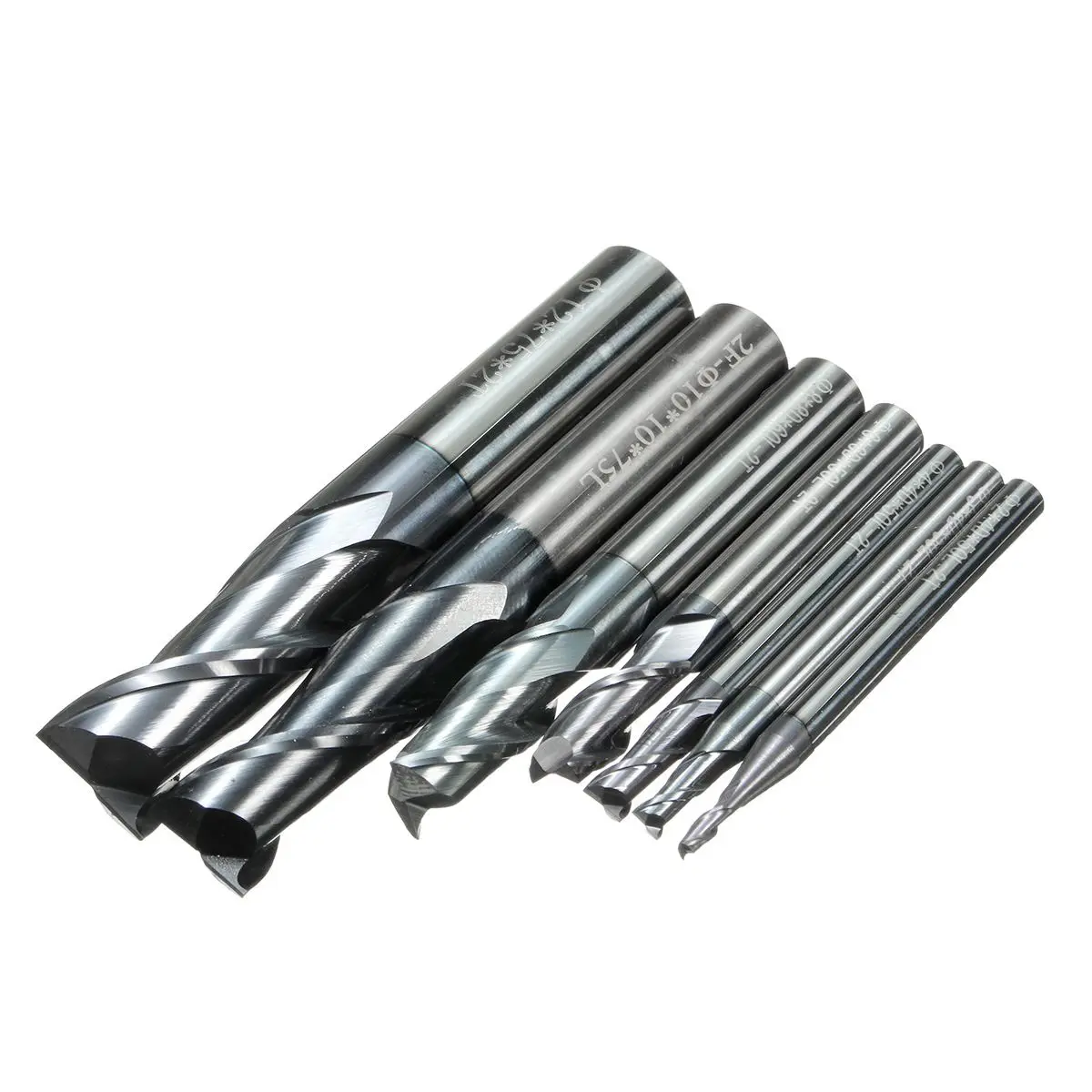 

7PCS Solid Carbide Straight Shank Milling Cutter Kit Set 2 Flute End Mill CNC Cutter Drill Bit Tool 2/3/4/6/8/10/12mm