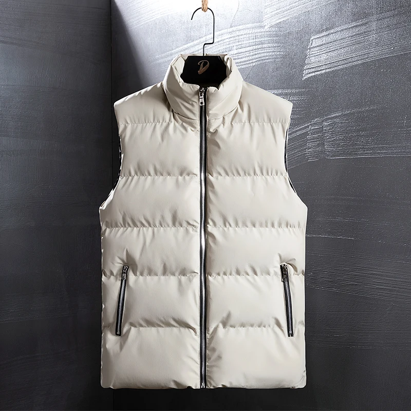 

Men Jacket Men Vest Cotton Fashion Brand Zipper Stand Collar Down Vest Male Outwear Big Size Sleeveless Men Winter Vest Jacket