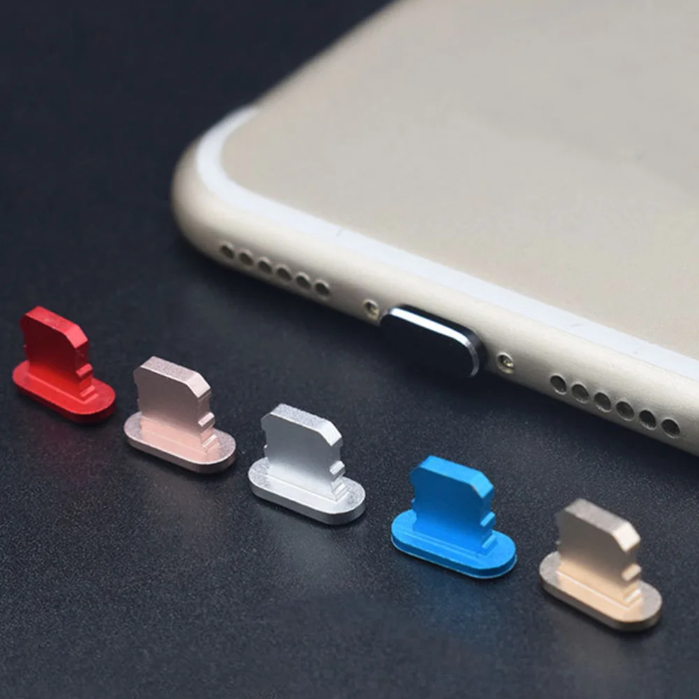 

5PCS Universial Smart Phone Metal Plug Cap Stopper Cover Charging Plug For iPhone(Mixed Color)