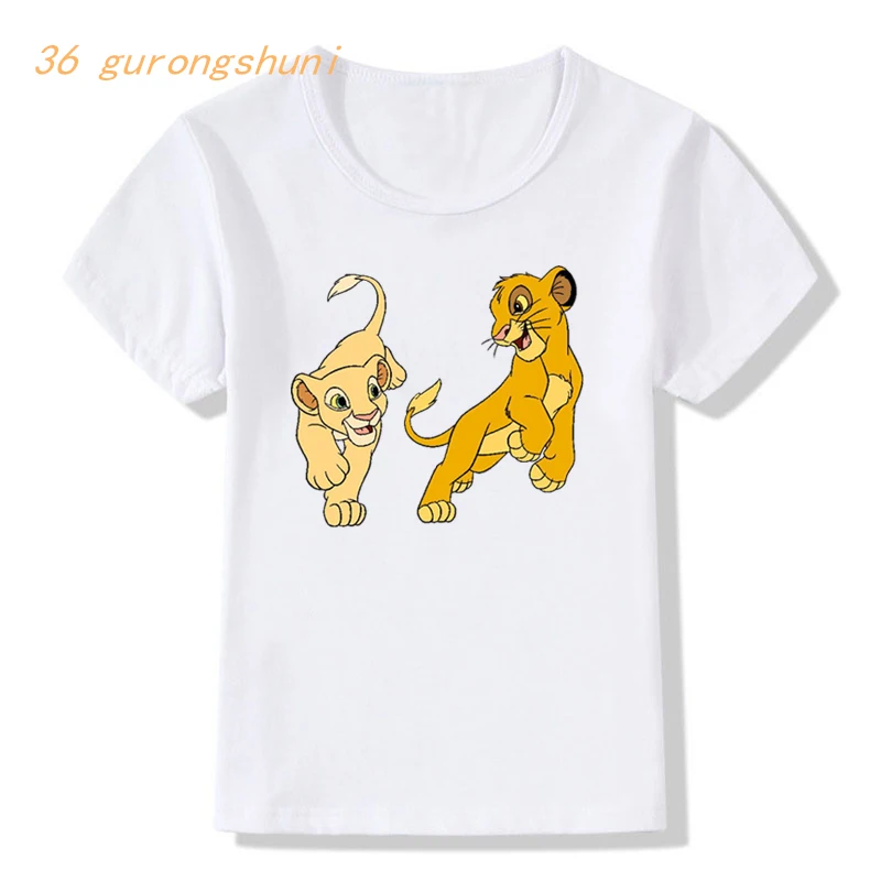 

Милая Детская футболка с мультяшным рисунком для мальчиков, детская одежда, одежда для девочек, футболка с рисунком львов и королей, футболк...