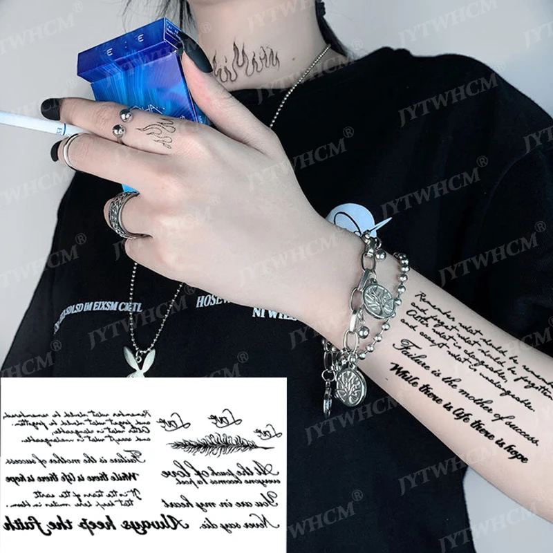 

Waterproof Temporary Tattoo Stickers English Word Letter Tattoo Fake Tattoos Flower Arm Neck for Men Body Art Transfer Sticker