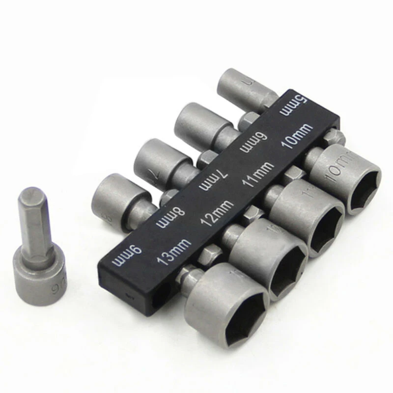 

9 Pcs Power Nut Driver Drill Bit Adapter Socket Wrench Screw Tools Replacement