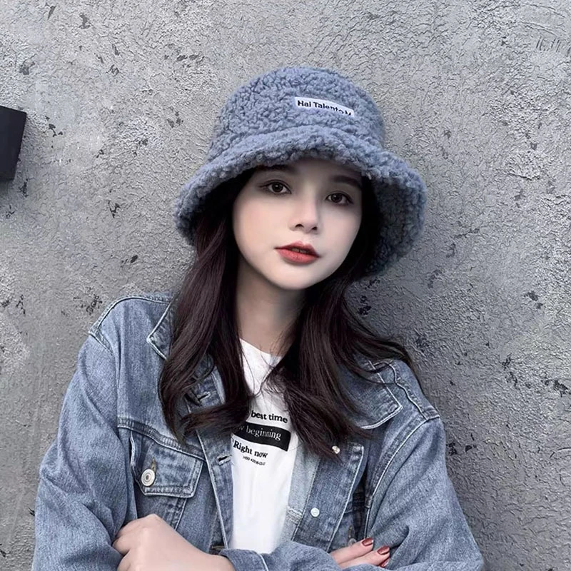 Меховая зимняя Панама для женщин и девушек однотонная с буквами теплая плотная