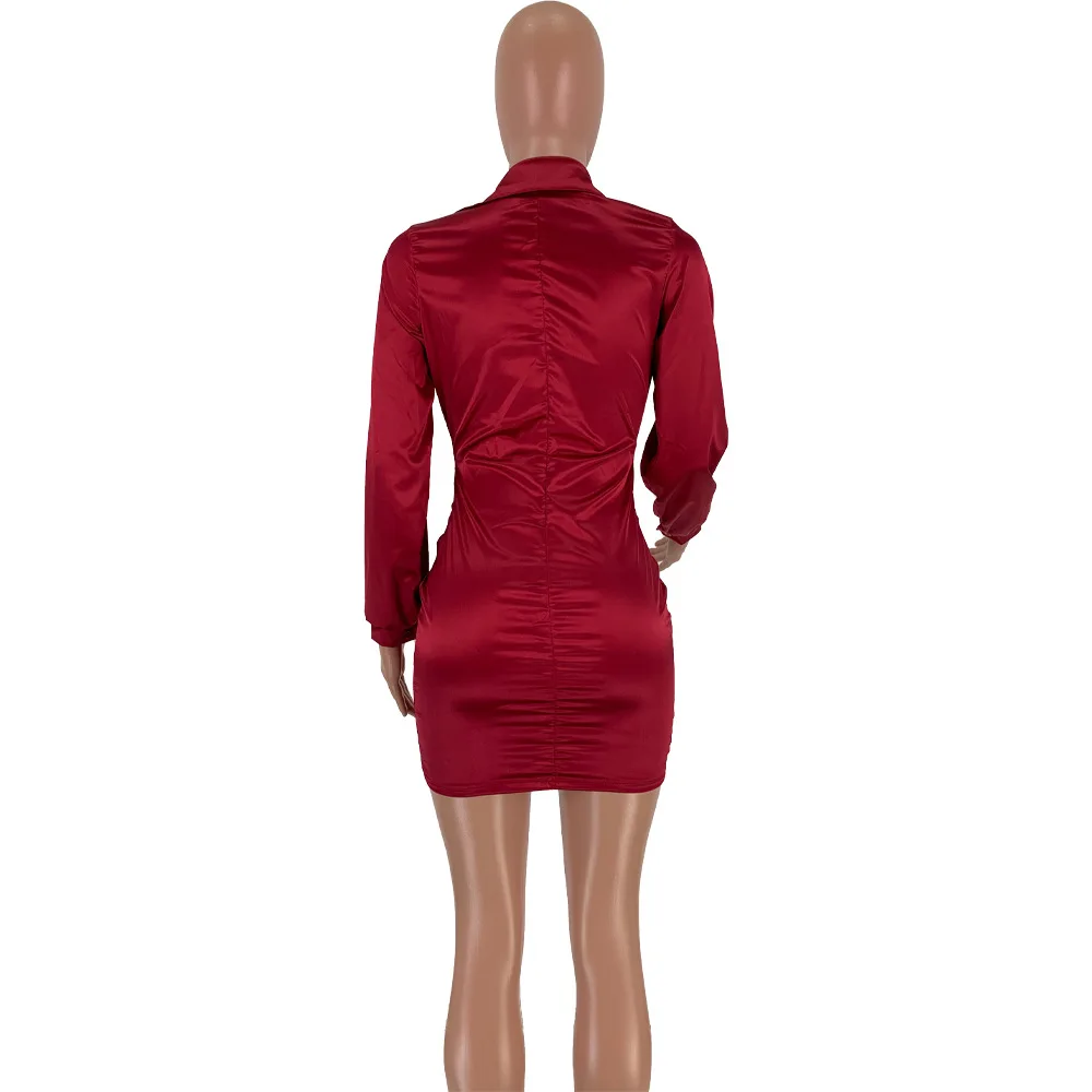 

Women Autumn Winter Mini Dress Deep V Neck Full Sleeve Above Knee Sexy Night Club Wear Lace Up Night Club Dresses