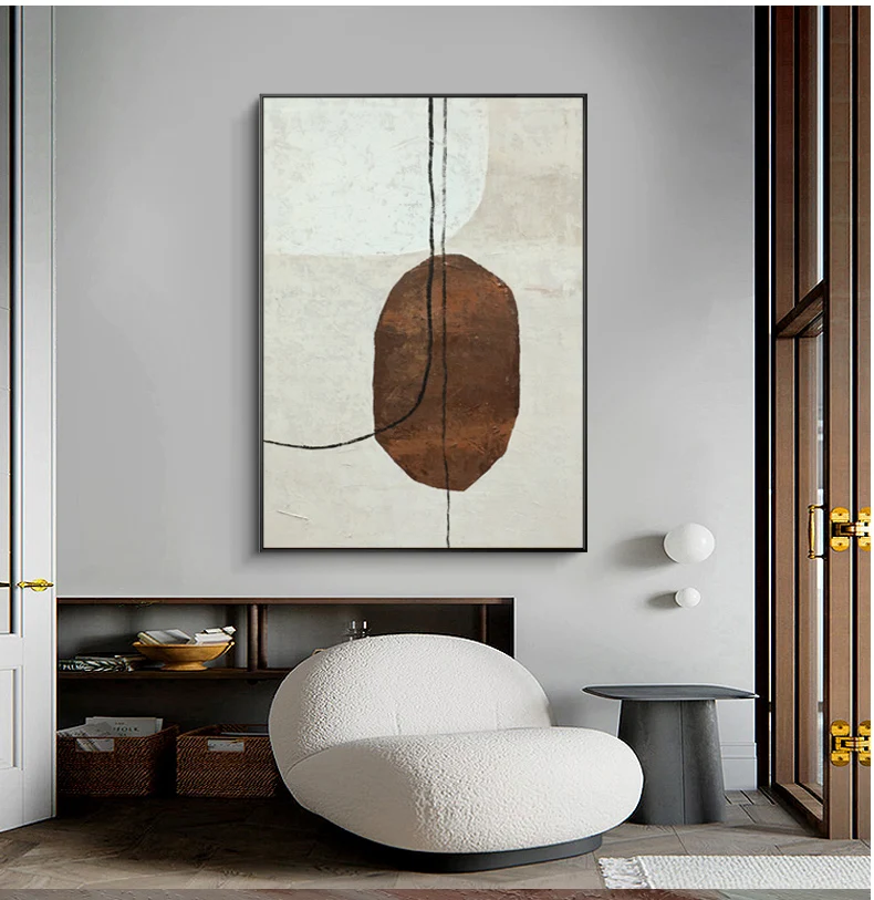 

Handmade Abstract Oil Painting Canvas Art Minimalist Acrylic Painting Large Wall Art Beige Brown Painting Modern Art Home Decor