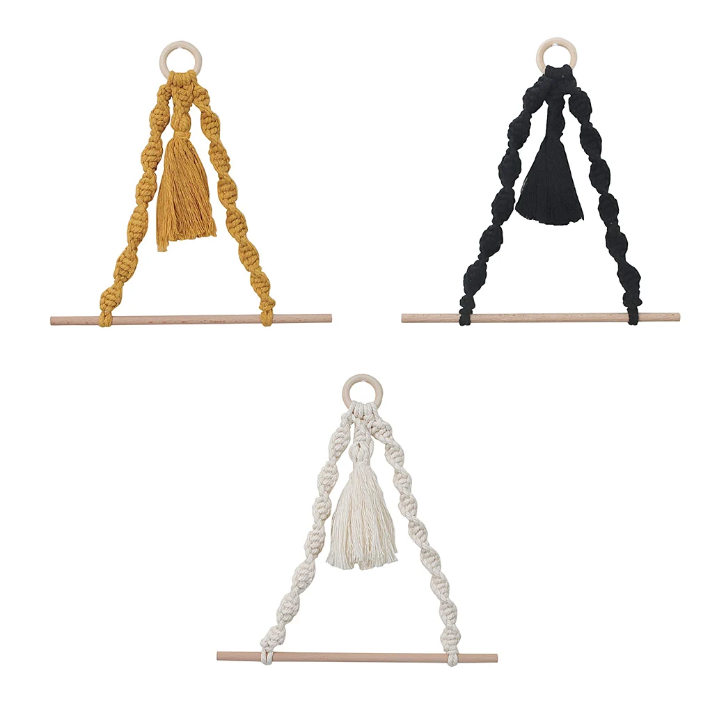 

Wood Cotton Rope Kitchen Roll Holder Hanging Toilet Paper Holder Towel Hanger Rack Bathroom Wc Accessories Cabinet Rag Shelf 1pc
