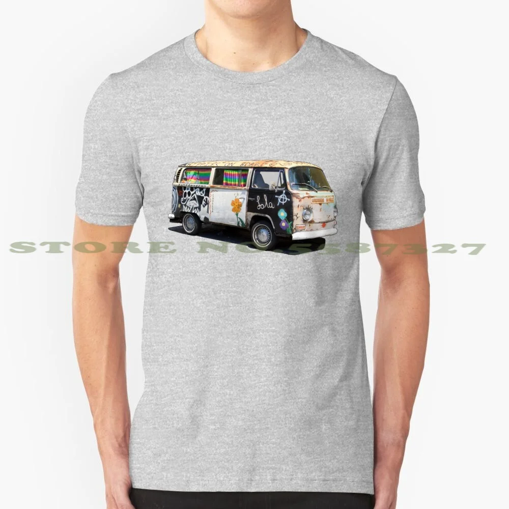 

Футболка Hippie Van для мужчин, женщин, мужчин, яркая, веселая, винтажная