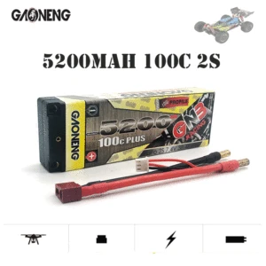 Литий-полимерный аккумулятор Gaoneng GNB LIPO 2S 5200 мА  ч 100C Plus 7,4 В, низкопрофильный, с разъемом TPlug, для гоночного внедорожника 110 1:10, радиоуправляемого автомобиля
