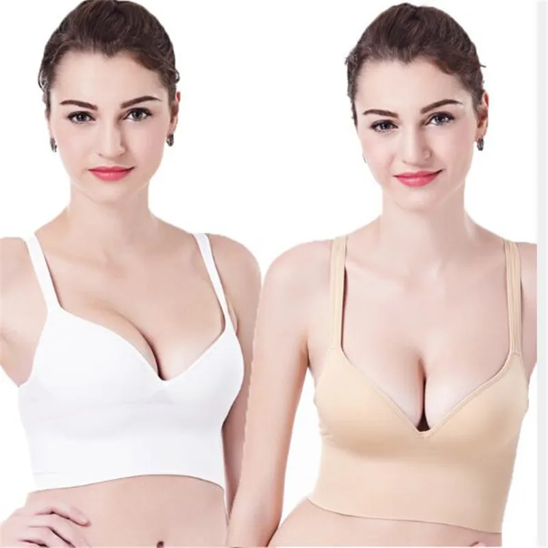 

Plus Size Bras For Women Underwear Solid Seamless Bra With Pads Push Up Cotton Tops Bralette Brassiere Wireless Sports Vest Sexy
