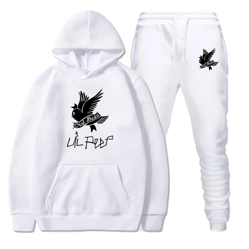 

New European and American singer Lil Peep street trend loose fleece hooded men and women sweater suit winter street clothing S-3