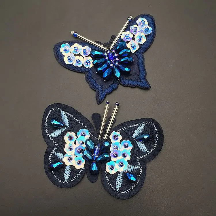 Джинсовое платье из органзы с аппликацией в виде цветов и бабочек 2 шт. |