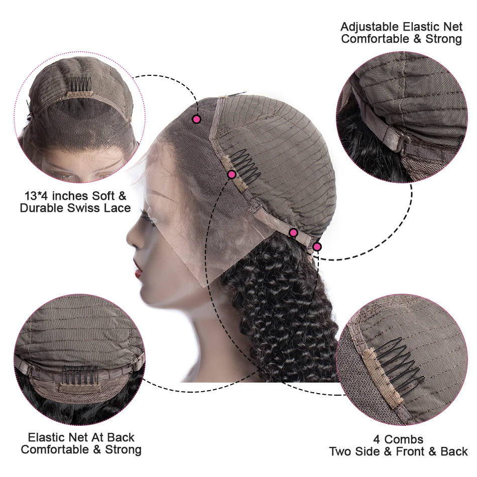 Remy вьющиеся короткие длинные настоящие парики из натуральных волос 13x4 с кружевом