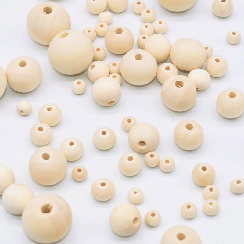 

8-25mm Natural Ball Wood Bead Eco-Friendly Wooden Spacer Beads DIY Charm Bracelet Baby Wood Beads Jewelry Making Accessories