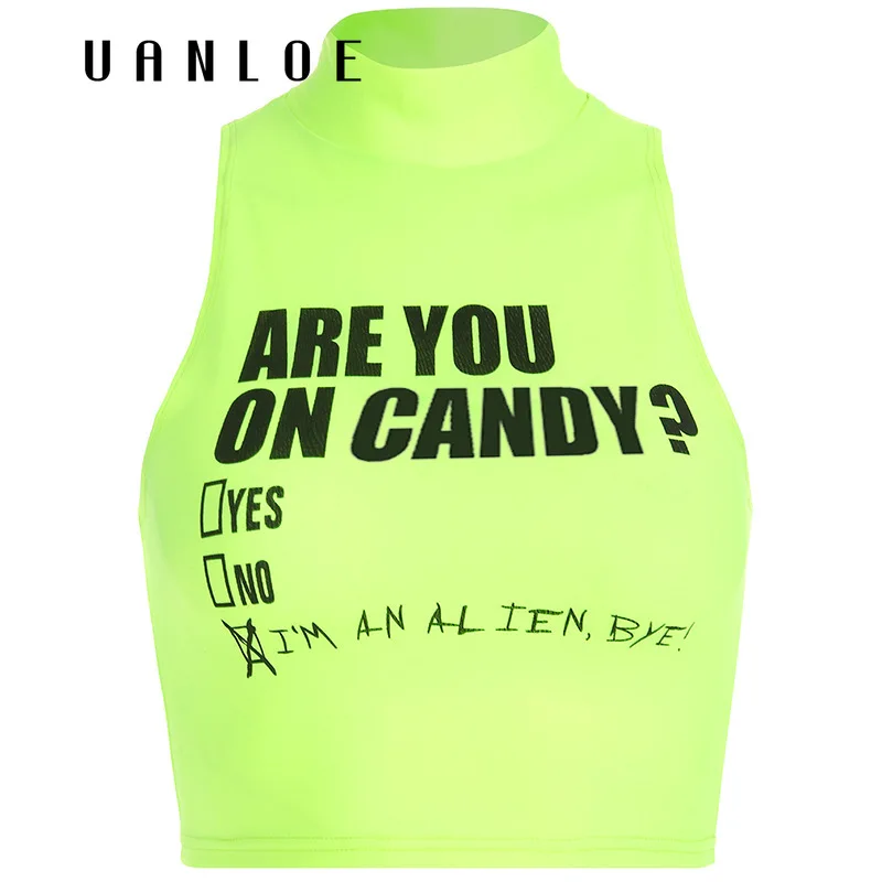 

Women Letter Print Tank Top Cropped Bodycon Sexy Streetwear Tank Tops 2020 Summer Fashion Crop Top