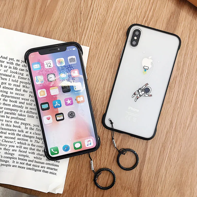 Borderless чехол для телефона iPhone XR XS MAX X милый астронавт жесткий прозрачный Забавный