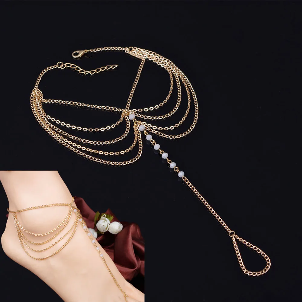 

1PC Crystal bead anklet 2021 new Design Beach Girls travel holiday ankle Summer Foot Chains Leg Bracelet Foot Jewelry