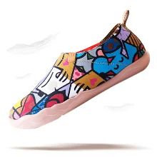 

UIN Women's Charming Cat Colorful Painted Canvas Slip-On Shoe Multicolor Comfort causal loafer