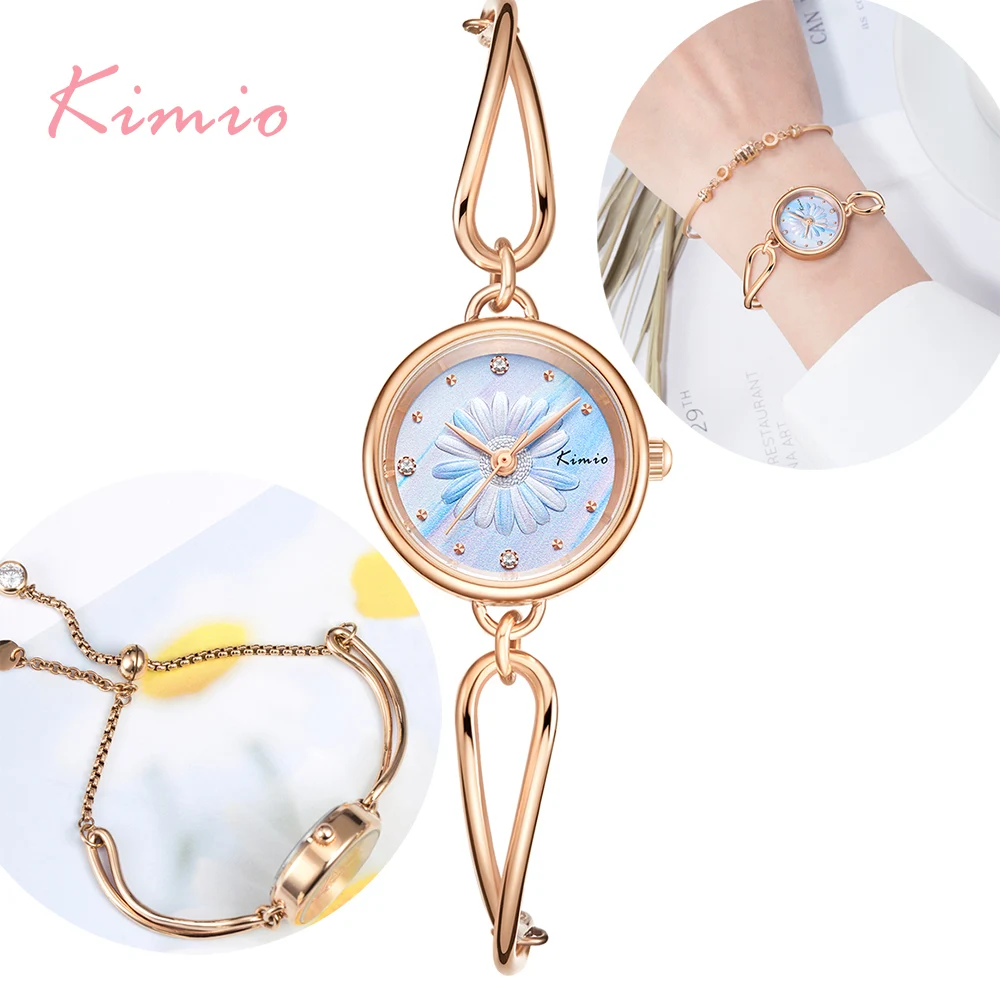 Часы KIMIO женские с маленьким циферблатом брендовые Роскошные наручные 3D-принтом