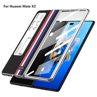 phone cover for huawei mate x2 case plain leather with tempered glass film luxury fashion folding shockproof protective funda