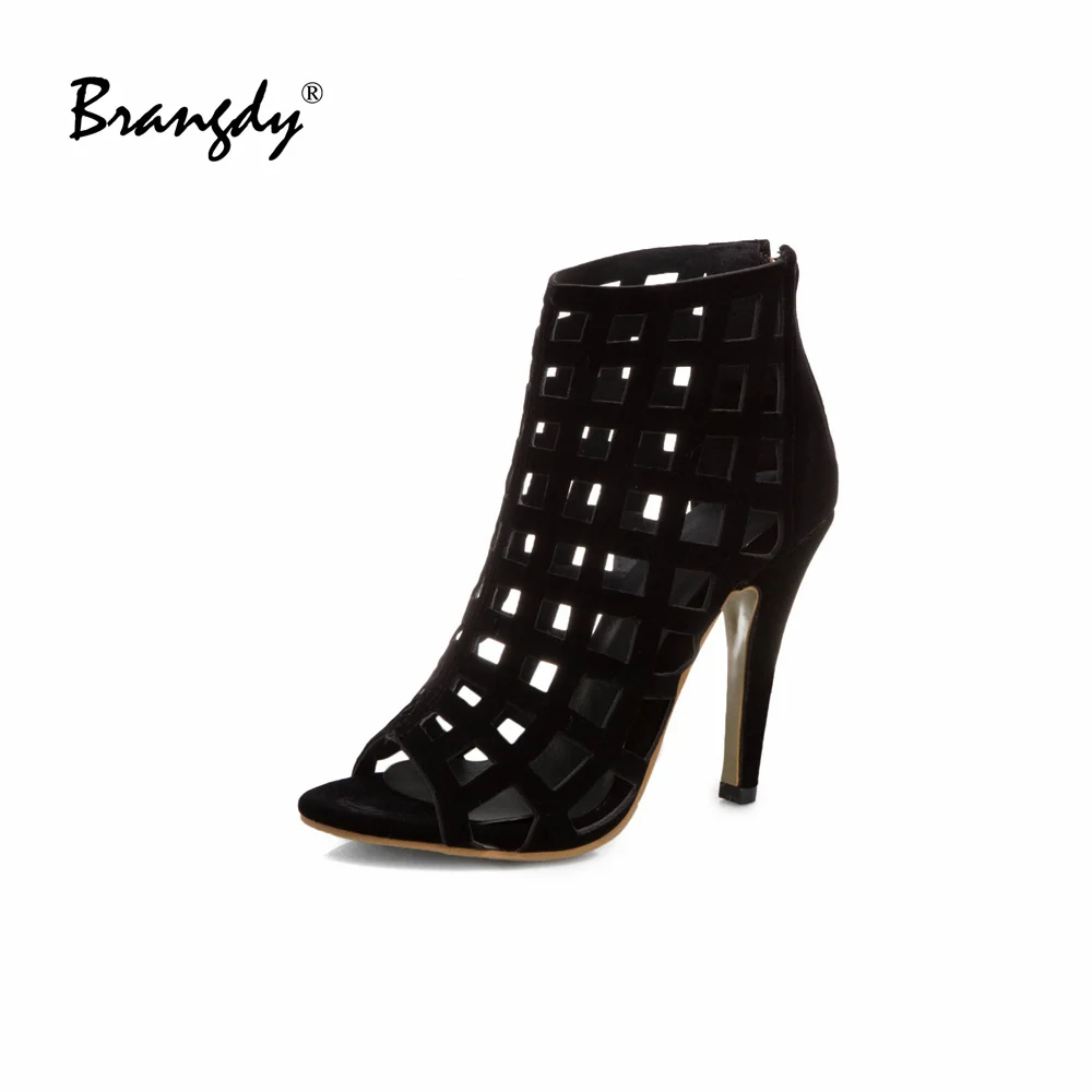 

Brangdy Elegant Mesh Women Thin Heel Pumps Microfiber Round Toe Women Shoes Sexy Lady Sandal Wedding Shoes Women Ankle Boots Zip