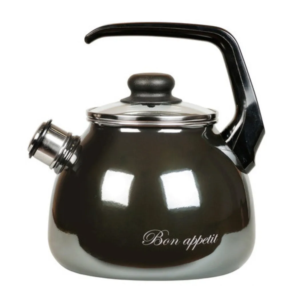 Чайник эмалированный сферический со свистком 2 л | Дом и сад