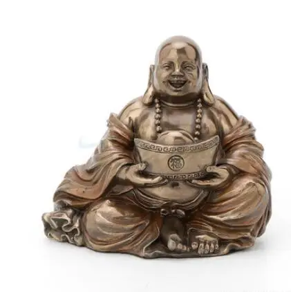 Вероника холодная литая медная Майтрея Улыбка Будды holding Yuanbao подарок на день