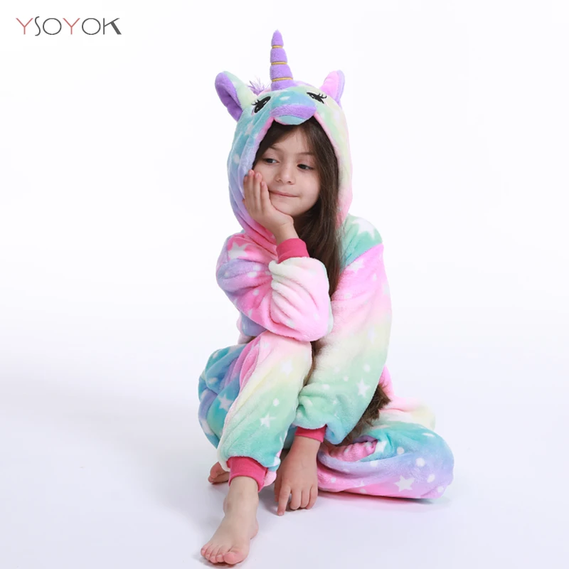 Star Unicorn Пижамы кигуруми с единорогом для мальчиков и девочек; комбинезон с рисунком животных из мультфильма «Единорог»; костюм на Хэллоуин для мальчиков; пижамы для детей; одежда для малышей - Цвет: Star Unicorn