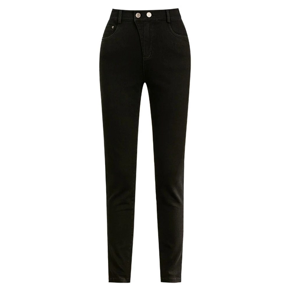 Однотонные черные обтягивающие джинсы с высокой талией женские