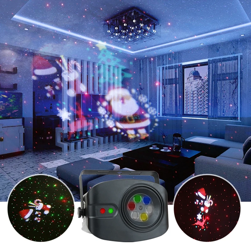 48 Pattern Christmas Party Lights Santa Claus Dynamic Animation Music Sound Control Strobe Projector for Family Birthday | Лампы и
