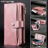 luxury leather flip card case for iphone 13 12 mini 11 pro max x xs xr 6 6s 7 8 plus removable wallet magnetic phone cover bags