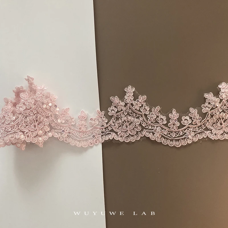 1 ярд 8 см теплый розовый цвет слоновой кости Блестки полиэстер вышивка Venise