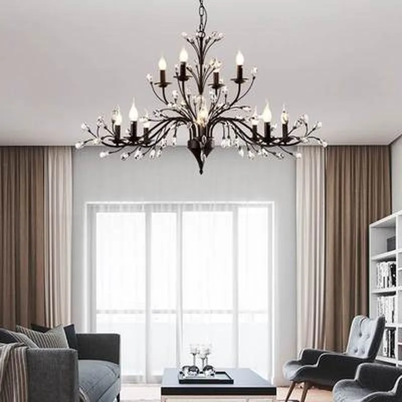 Современная роскошная дизайнерская Хрустальная черная железная светодиодная