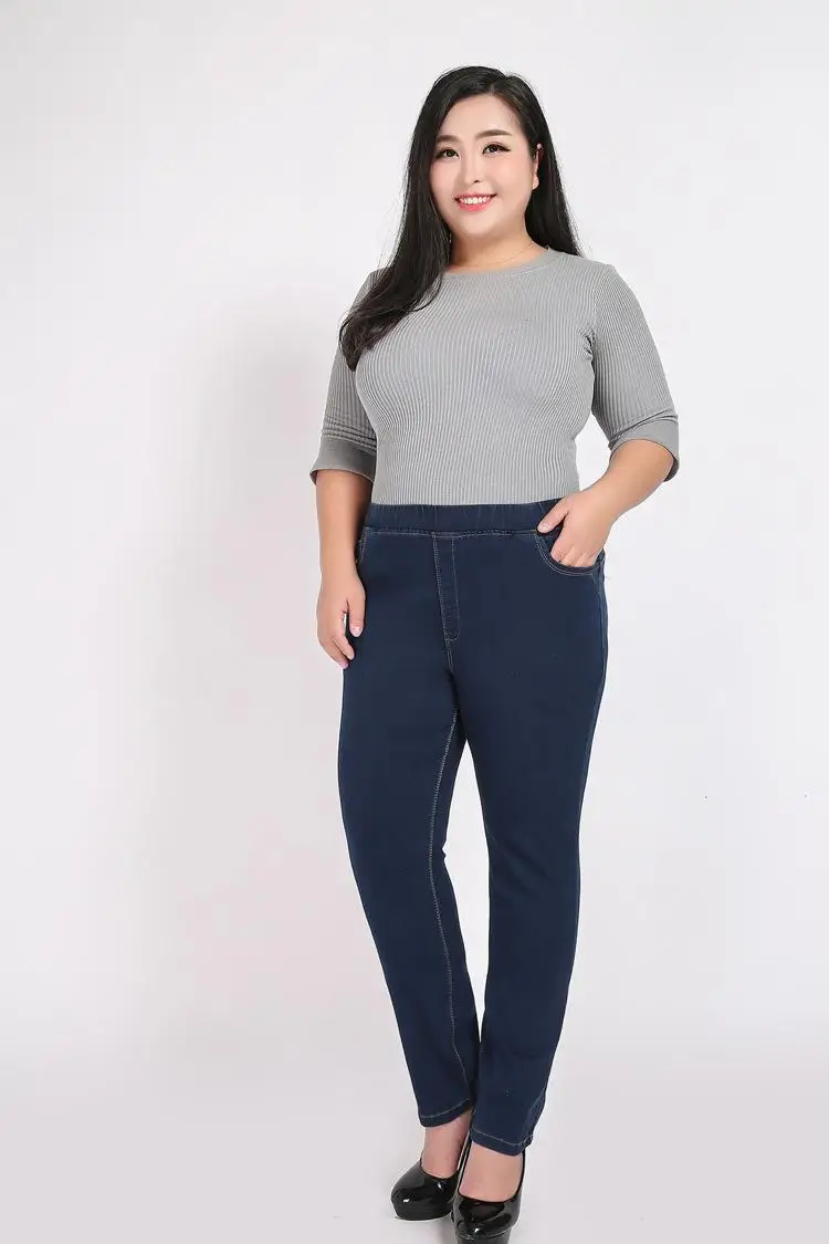 2XL-9XL Autumn Winter Large Size jean Women Casual High Waist Stretch Pencil Denim Pants 6XL 7XL 8XL Plus size Jean Trouser